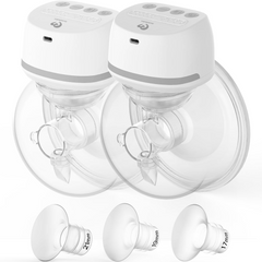 Bellababy Hands-Free Breast Pumps Wearable Upgraded with 17mm, 19mm, 21mm Inserts, Electric Double Breast Pumps Portable Wireless Low Noise, 4 Modes & 6 Levels Suction, 24mm flanges, 6 oz, 2 Packs