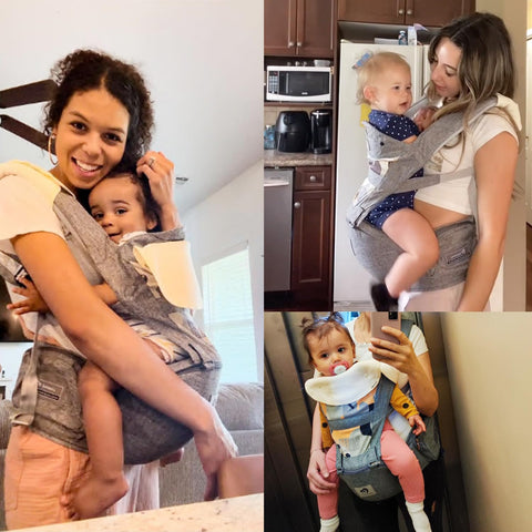 Baby Carrier, Bellababy Multifunction Baby Carrier Hip Seat (Ergonomic M Position) for 3-36 Month Baby, 6-in-1 Ways to Carry, All Seasons, Adjustable Size, Perfect for Shopping Travelling, Grey